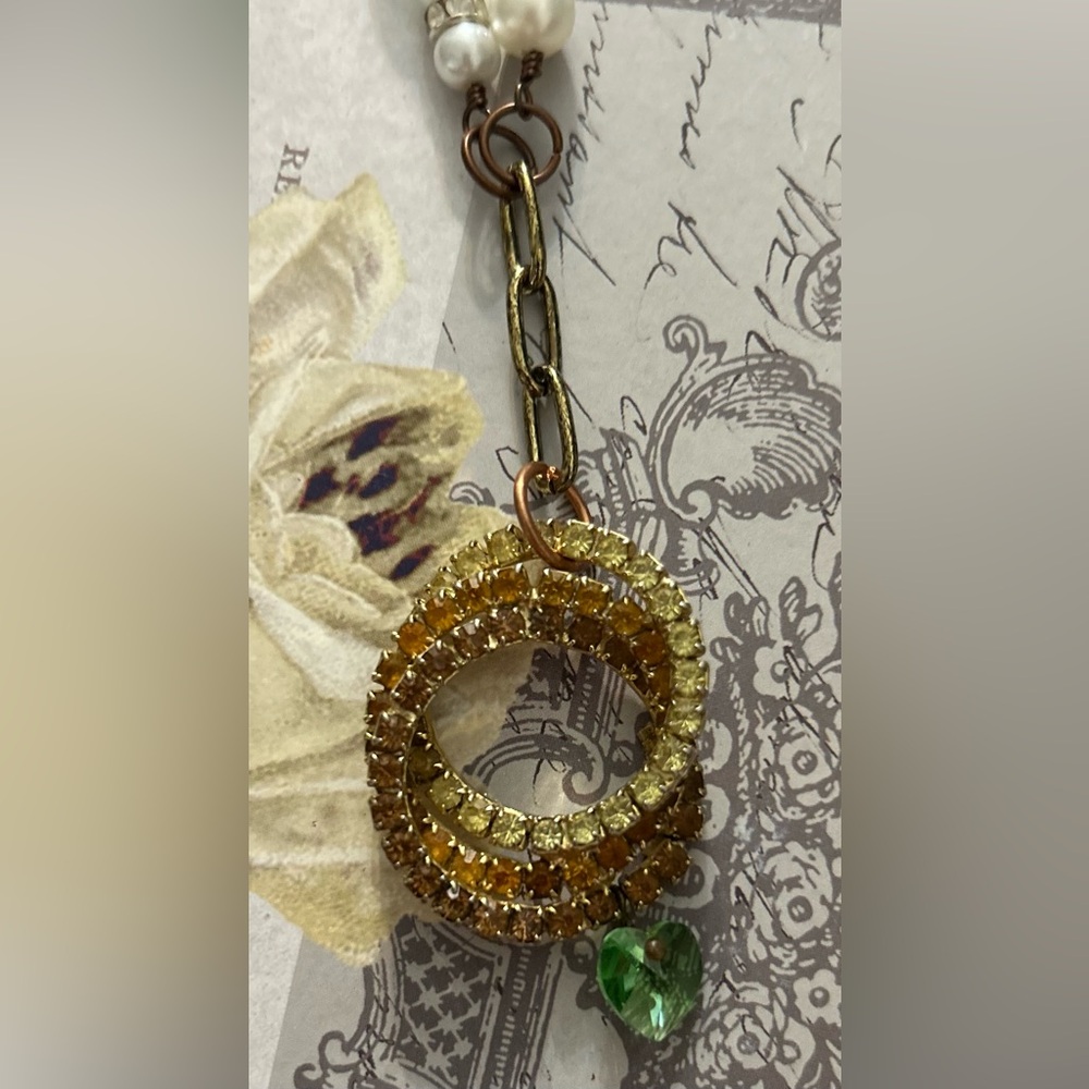 Fantastic Vintage Brooch Repurposed Necklace with heart charm